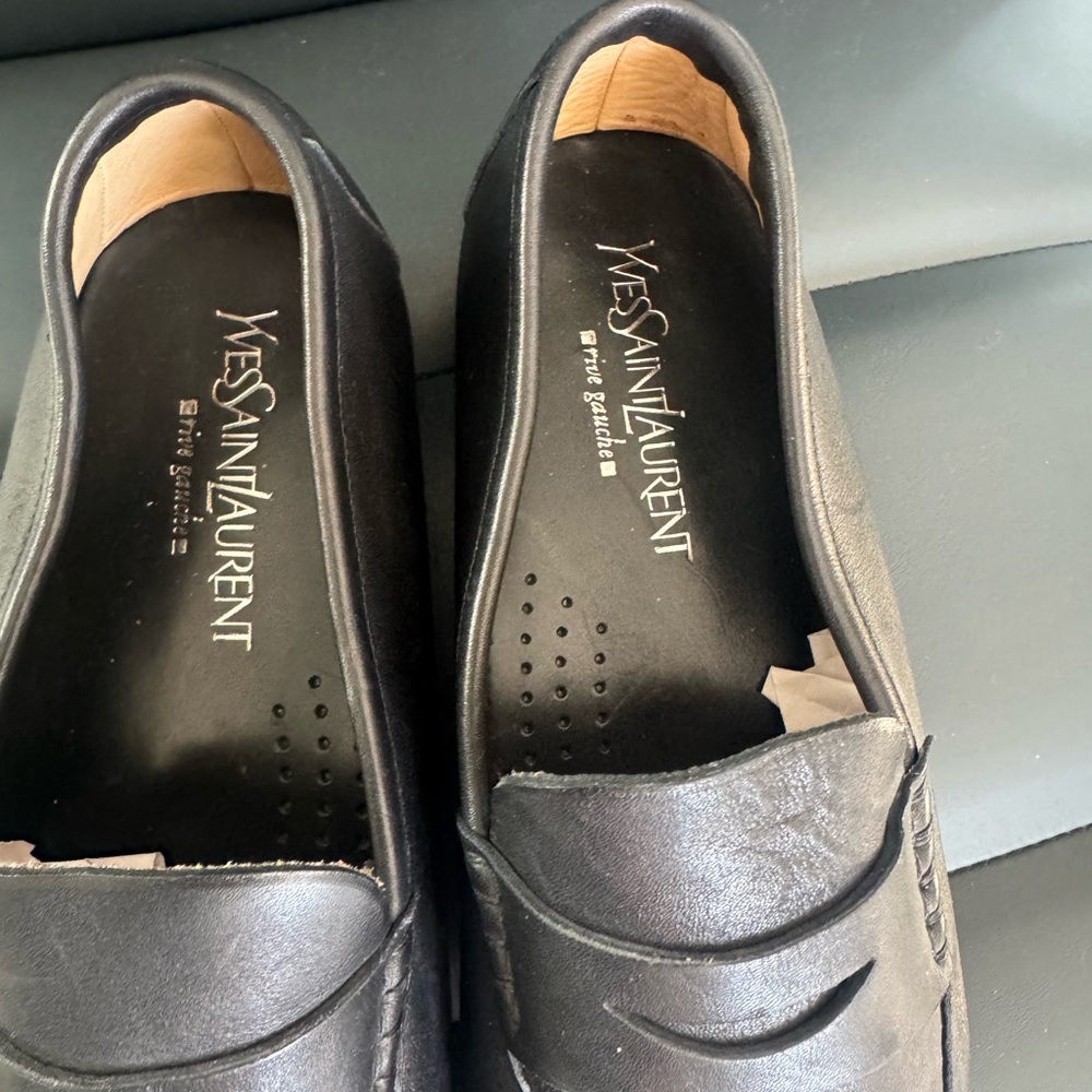 Yves Saint Laurent Black Leather Loafers - Picture 2 of 11